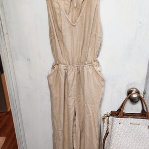 Universal Thread Elegant Tan Sleeveless Jumpsuit